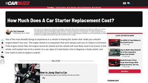 CarBuzz - Starter Motor Replacement Costs