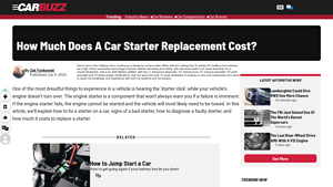 CarBuzz - Starter Motor Replacement Costs