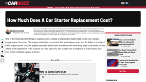 CarBuzz - Starter Motor Replacement Costs