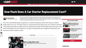 CarBuzz - Starter Motor Replacement Costs