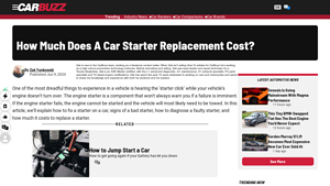 Starter Motor Replacement - Cost Overview