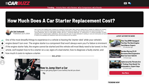Starter Motor Replacement Costs - Key Insights