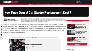 CarBuzz - Starter Motor Replacement Costs