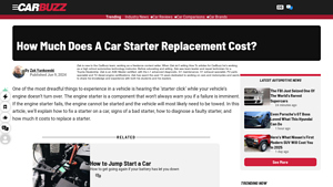 CarBuzz - Starter Motor Replacement Costs