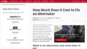 CarTalk - Alternator Replacement Cost