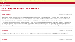 Lexus - Headlight Replacement Costs