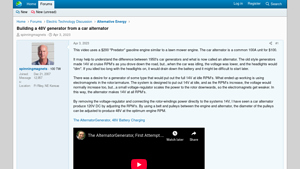 Endless Sphere - 48V Generator from Car Alternator