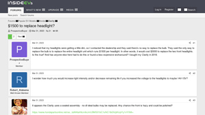 Honda Clarity - Headlight Replacement Costs