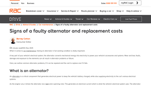 Alternator Replacement Cost - UK