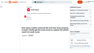 Reddit - Starter Solenoid Insights