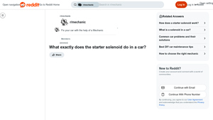 Reddit - Starter Solenoid Insights