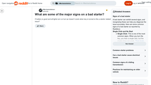 Reddit - Bad Starter Issues