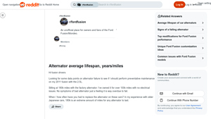 Ford Fusion - Alternator Lifespan Insights