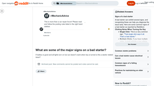 Reddit - Starter Issues