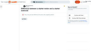 Reddit - Starter Motor Insights