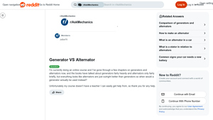 Reddit - Alternators vs. Generators