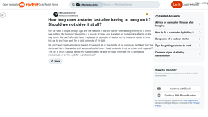 2005 Car Starter - Temporary Fix Concerns