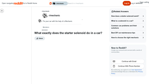 Reddit - Starter Solenoid Insights