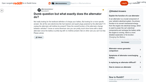 Reddit - Car Alternator Explained