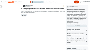 Toyota RAV4 - Alternator Replacement Cost