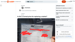 Reddit - Starter Replacement Costs