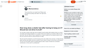 Reddit - Car Starter Concerns