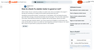 Reddit - Starter Motor Solutions