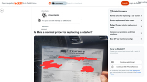 Reddit - Starter Replacement Costs