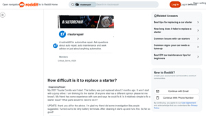Reddit - Starter Replacement Guide