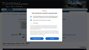 Tundras - Starter Replacement Analysis