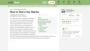 WikiHow - Car Starter Testing Guide